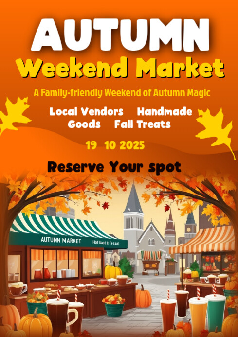 Red Joyful Autumn Weekend Market  A2 template