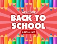 Red Joyful Back To School Banner Flyer template