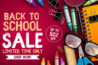 Red Back to School Sale Плакат Template