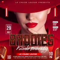 Red Joyful Baddies Karaoke Night  Instagram Post template