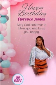 Red Joyful Balloon Backdrop Birthday Design  Poster Affiche template