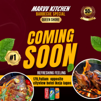 Red Joyful Barbecue Restaurant Opening Logo Logotipo template