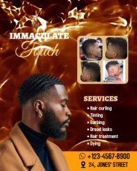 Red Joyful Barber Shop Flyer  Instagram Portrait template