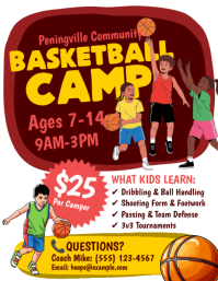 Red Joyful Basketball Camp Flyer template