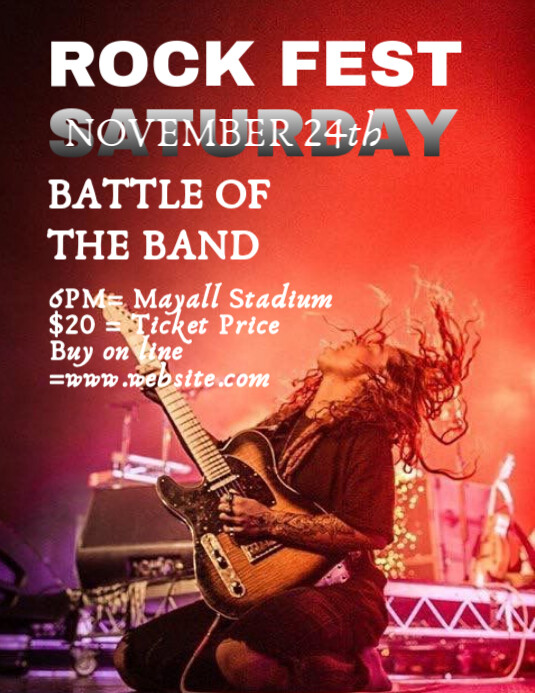 Red Joyful Battle Of The Band Flyer (us Letter) template