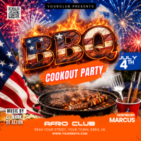 Red Joyful BBQ Cookout Party Instagram Post template