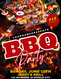 Red Joyful BBQ Party Flyer template