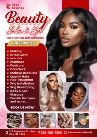 Red Joyful Beauty Salon & Spa Template A6