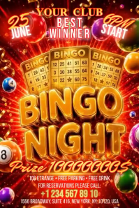 Red Joyful Bingo Night Event Banner 4' × 6' Video template