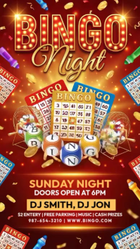 Red Joyful Bingo Night Event Digital Display Video template
