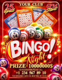 Red Joyful Bingo Night Event Flyer Pamflet (Letter AS) template