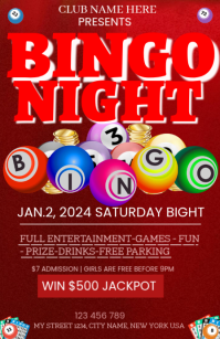 Rojo Bingo Night Event Halv side bred Template
