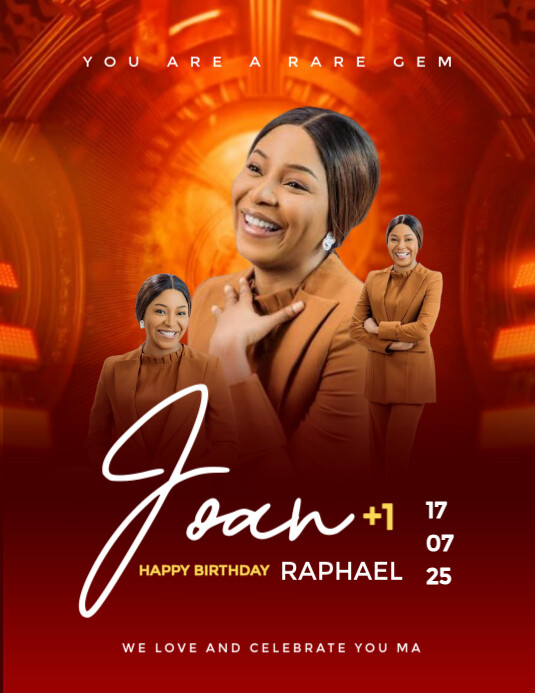 Red Joyful Birthday Anniversary Plus One Flyer (us Letter) template