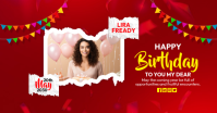 Red Joyful Birthday Celebration Facebook Shared Image template