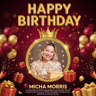 Red Joyful Birthday Celebration Instagram Post Instagram-opslag template