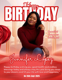 Red Joyful Birthday Flyer Design Template  Flyer (us Letter)