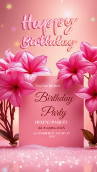 Red Joyful Birthday Party Celebration & Wishes Instagram Story template