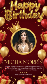 Red Joyful Birthday Wish Instagram Story template