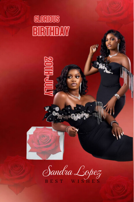 Red joyful birthday wishes Pinterest na Graphic template