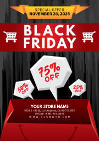 Red Joyful Black Friday Sale A4 template