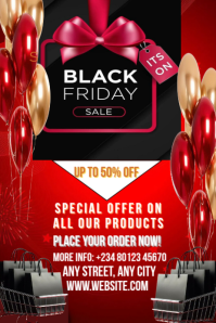 Red Joyful Black Friday Sales Flyer Pinterest Graphic template