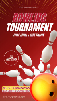 Red Joyful Bowling Tournament Instagram Story template
