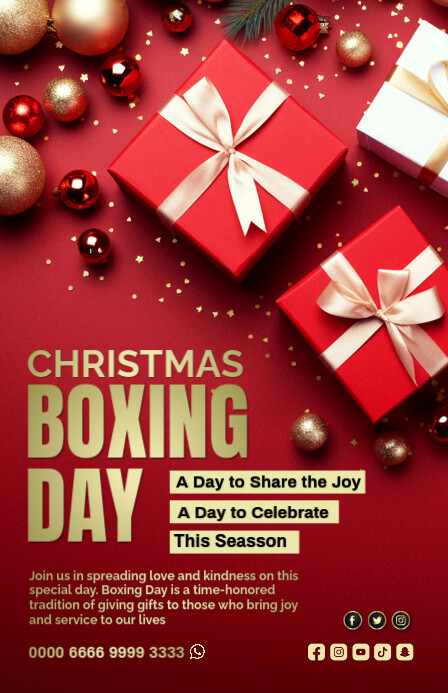 Red Joyful Boxing Day Tabloid Template | PosterMyWall