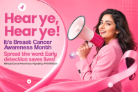 红色 Breast Cancer Awareness Banner 4 x 6 fod Template