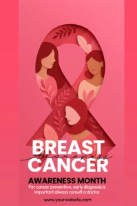 Red Joyful Breast Cancer Awareness Month Template Pinterest Graphic