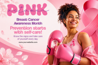 Rød Breast Cancer Awareness Plakat Template