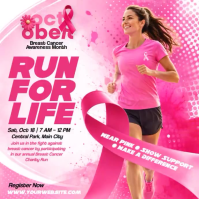 สีแดง Breast Cancer Charity Run Publicación de Instagram Template