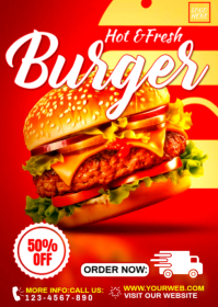 Red Burger Promotion A6 Template