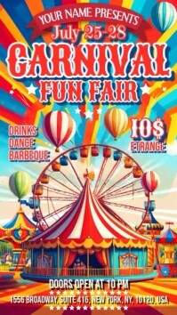 Red Joyful Carnival Circus Digital Display (9:16) template
