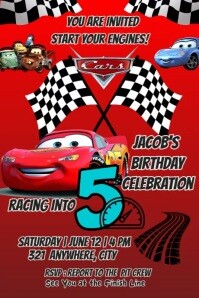 Red Joyful Cars Lightning Macqeeun Poster template