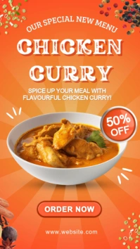 Red Joyful Chicken Curried  Instagram Story Instagram-Story template
