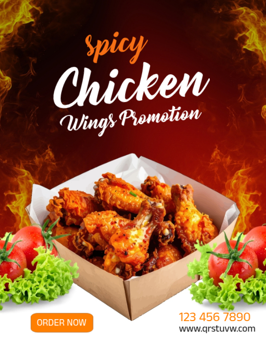 Copy of Red Joyful Chicken Wings Promotion Flyer/hot/order now/menu ...