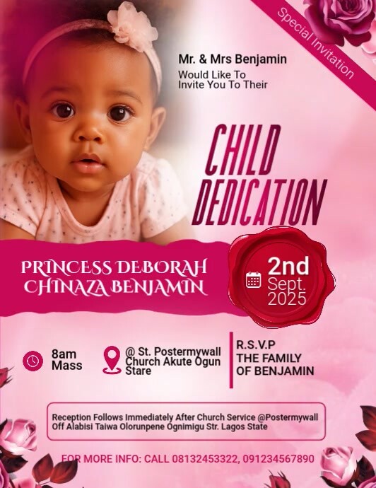 Red Joyful Child Dedication And Naming Ceremony Flyer  Flyer (us Letter) template
