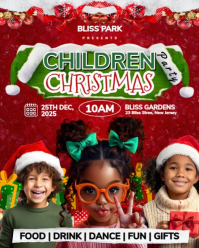 Red Joyful Children Christmas Party Invitation  Instagram Portrait template