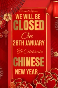 Red Joyful Chinese New Year 2025 Pinterest Graphic template