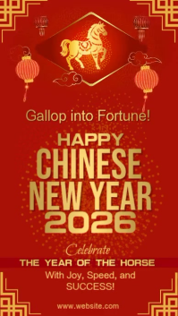 Red Joyful Chinese New Year 2026 Instagram Story template