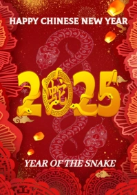 Red Joyful Chinese New Year A1 template