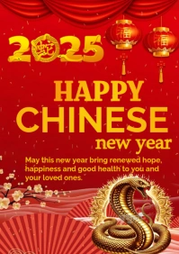 Red Joyful Chinese New Year  A1 template