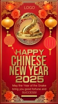 Red Joyful Chinese New Year Instagram Story template