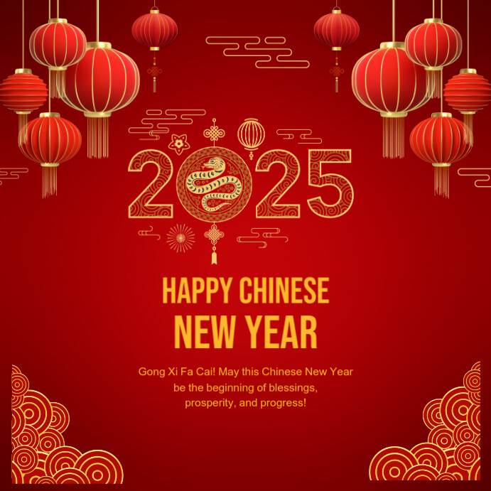 Red Joyful Chinese New Year Square (1:1) 方形(1:1) template