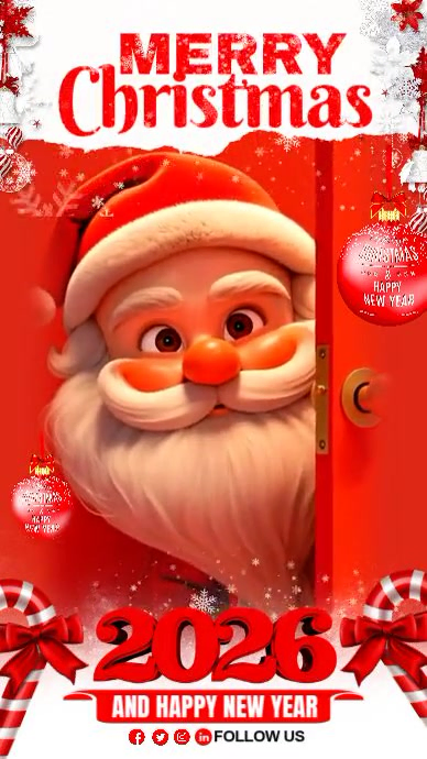 Red Joyful Christmas And Happy New Year Instagram Reel Template ...