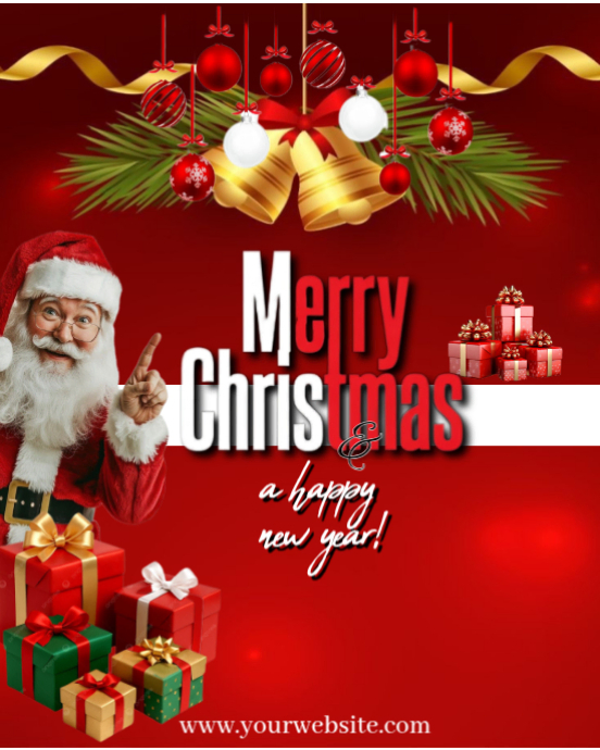 Red Joyful Christmas and New Year Celebration Instagram Portrait ...