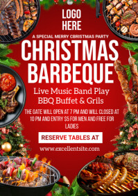 Red Joyful Christmas Bbq A4 template