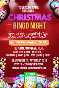 Red Joyful Christmas Bingo Night Flyer Pinterest Graphic template