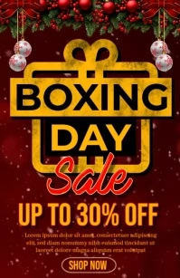Red Joyful Christmas Boxing Day Sale Half Page Wide Szeroki pół strony template