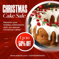 Red Joyful Christmas Cake Discount Flyer Instagram Post Instagram-bericht template